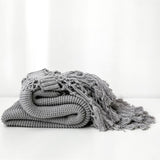 Throw Blanket Soft Knit Breathable Tassel Trim