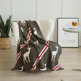 Throw Blanket Stag Motif Microfiber Blend Machine Washable