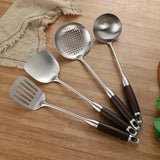 Utensil Set 6-Piece Stainless Steel Heads & Wooden Handles