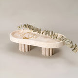 Vanity Tray Natural Travertine Oval & Circle