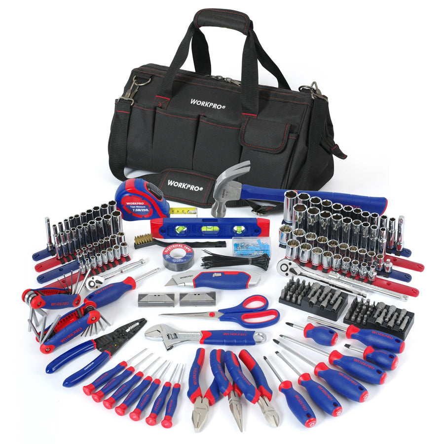 WORKPRO 322 Pcs Home Repair Hand Tool Kit Basic Household Tool Set with Carrying Bag