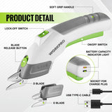 WORKPRO 4V Rechargeable Cordless Electric Scissors with 2 Blades