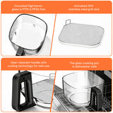 Kismile 5 Quart Glass Air Fryer, Non-Toxic PTFE-Free with 360° Visible Bowl, 8 Presets 12420KAF0