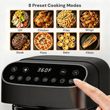 Kismile 5 Quart Glass Air Fryer, Non-Toxic PTFE-Free with 360° Visible Bowl, 8 Presets 12420KAF0