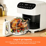 Kismile 5 Quart Glass Air Fryer, Non-Toxic PTFE-Free with 360° Visible Bowl, 8 Presets 12420KAF0