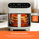 Kismile 5 Quart Glass Air Fryer, Non-Toxic PTFE-Free with 360° Visible Bowl, 8 Presets 12420KAF0