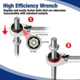 WORKPRO 7-Piece 3-in-1 Reversible Ratchet Wrench Set, Metric