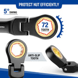 WORKPRO 8-Piece Flex-Head Stubby Anti-slip Ratcheting Wrench Set with Rolling Pouch, Metric 8-17mm