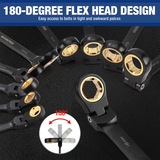 WORKPRO 22-piece Flex-head Ratcheting Wrench Set Anti-Slip Tooth with Organizer Box, Metric 6-18mm & SAE 1/4-3/4"