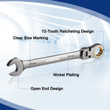 WORKPRO 22-Piece Flex-Head Ratcheting Wrench Set with Organizer Box, 72 Teeth, Metric 6-18mm & SAE 1/4-3/4"
