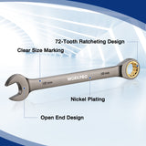 WORKPRO 22-Piece Regular Ratcheting Wrench Set with Organizer Box, 72 Teeth, Metric 6-18mm & SAE 1/4-3/4"