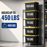WORKPRO 5-Tier Heavy Duty Metal Storage Rack for Garage, Basement & Workshop, 450 lbs Capacity, 30.5" x 22.5" x 69", Black