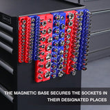 WORKPRO Magnetic Receptacle Organizer Set of 6 Includes 1/4", 3/8", 1/2" Drive Metric SAE Receptacle Tray, Holds 141 Standard Sizes