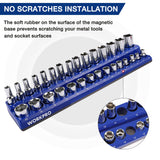 WORKPRO Magnetic Receptacle Organizer Set of 6 Includes 1/4", 3/8", 1/2" Drive Metric SAE Receptacle Tray, Holds 141 Standard Sizes
