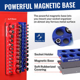 WORKPRO 8-Piece Magnetic Socket Organizer and Metric SAE Wrench Organizer Set, 1/4", 3/8", 1/2" Drive Metric SAE Socket Storage(Socket, Wrench not Included)