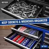WORKPRO 8-Piece Magnetic Socket Organizer and Metric SAE Wrench Organizer Set, 1/4", 3/8", 1/2" Drive Metric SAE Socket Storage(Socket, Wrench not Included)