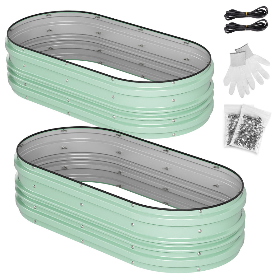 WORKPRO 4x2x1ft Galvanized Raised Garden Bed Set, Rust & Corrosion Protection, Easy Assembly, Safe Edge, Ideal for Vegetables & Flowers, Green, 2 Pcs