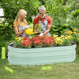 WORKPRO 4x2x1ft Galvanized Raised Garden Bed Set, Rust & Corrosion Protection, Easy Assembly, Safe Edge, Ideal for Vegetables & Flowers, Green, 2 Pcs
