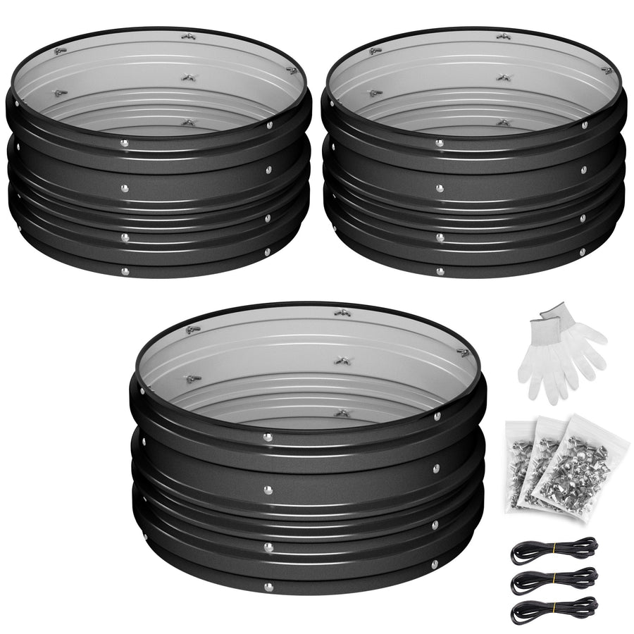 WORKPRO 3Pcs 2x2x1ft Galvanized Raised Garden Bed Set, Rust & Corrosion Protection, Easy Assembly, Safe Edge, Ideal for Vegetables & Flowers, Black