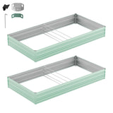 WORKPRO 7.5x4x1ft Outdoor Galvanized Metal Raised Garden Bed, Green, 2PK