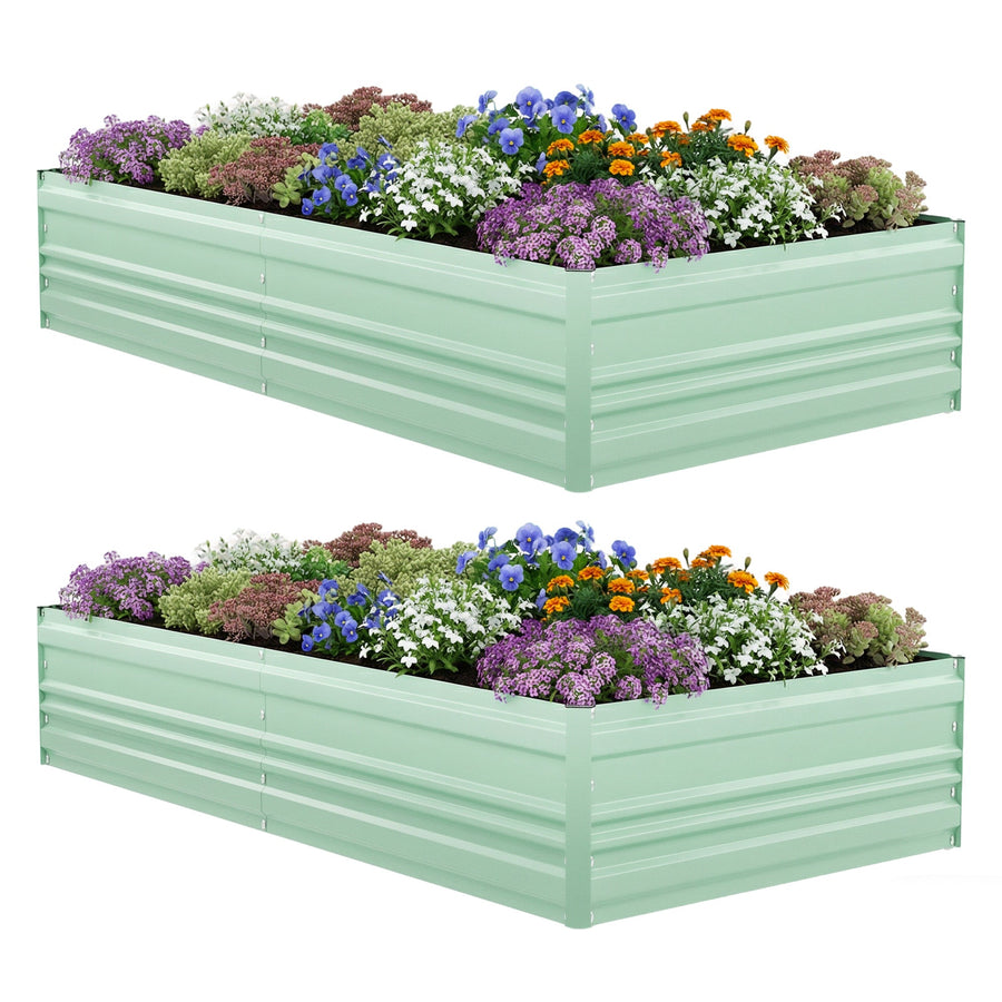 WORKPRO 7.5x4x1ft Outdoor Galvanized Metal Raised Garden Bed, Green, 2PK