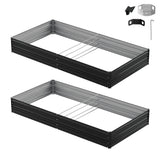 WORKPRO 7.5x4x1ft Outdoor Galvanized Metal Raised Garden Bed, Black, 2PK