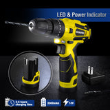 WORKPRO 12V Cordless Drill, Power Tool Set for Home, 177 Pieces Combo Kit with 14-inch Storage Bag and 2000mAh Lithium-Ion Battery & Charger (Yellow)