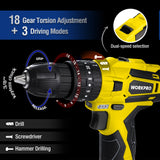WORKPRO 12V Cordless Drill, Power Tool Set for Home, 177 Pieces Combo Kit with 14-inch Storage Bag and 2000mAh Lithium-Ion Battery & Charger (Yellow)