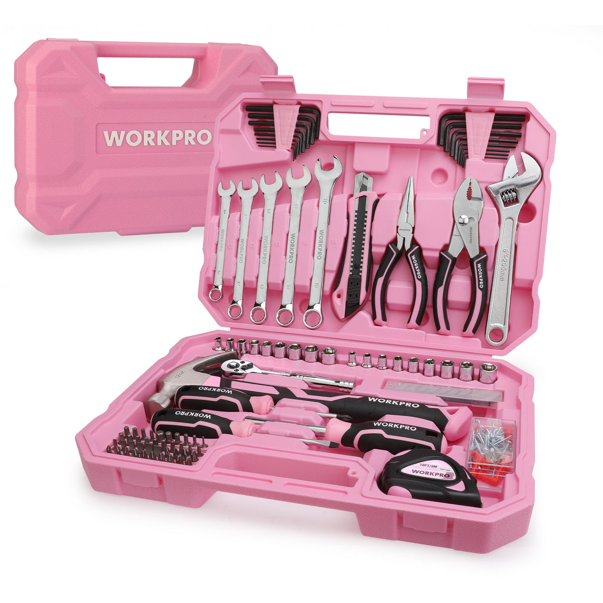 WORKPRO 284PCS Complete Household Tool Set - Pink Ribbon