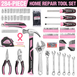 WORKPRO 284PCS Complete Household Tool Set - Pink Ribbon