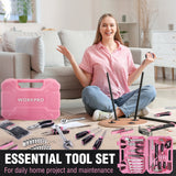 WORKPRO 284PCS Complete Household Tool Set - Pink Ribbon