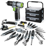 WORKPRO 43-Piece Cordless 8V Drill Driver Home Tool Set with Stackable Tool Box, Grey