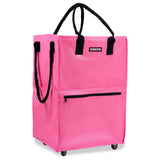 WORKPRO Medium Reusable Grocery Bag on Wheels, Heavy Duty Rolling Shopping Tote with Handle, Folding Trolley on 4 Caster Wheels for Groceries, Laundry, Camping, Moving