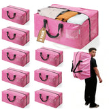 WORKPRO 8 Pack Extra Large Moving Bags with Zippers & Carrying Handles Backpack Straps, Heavy-Duty Storage Tote for Space Saving Moving Storage (Pink)