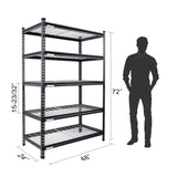 WorkPro 5-Tier Metal Storage Shelving Unit 48"W x 24"D x 72"H Adjustable Storage Rack Heavy Duty Shelf