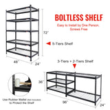 WorkPro 5-Tier Metal Storage Shelving Unit 48"W x 24"D x 72"H Adjustable Storage Rack Heavy Duty Shelf