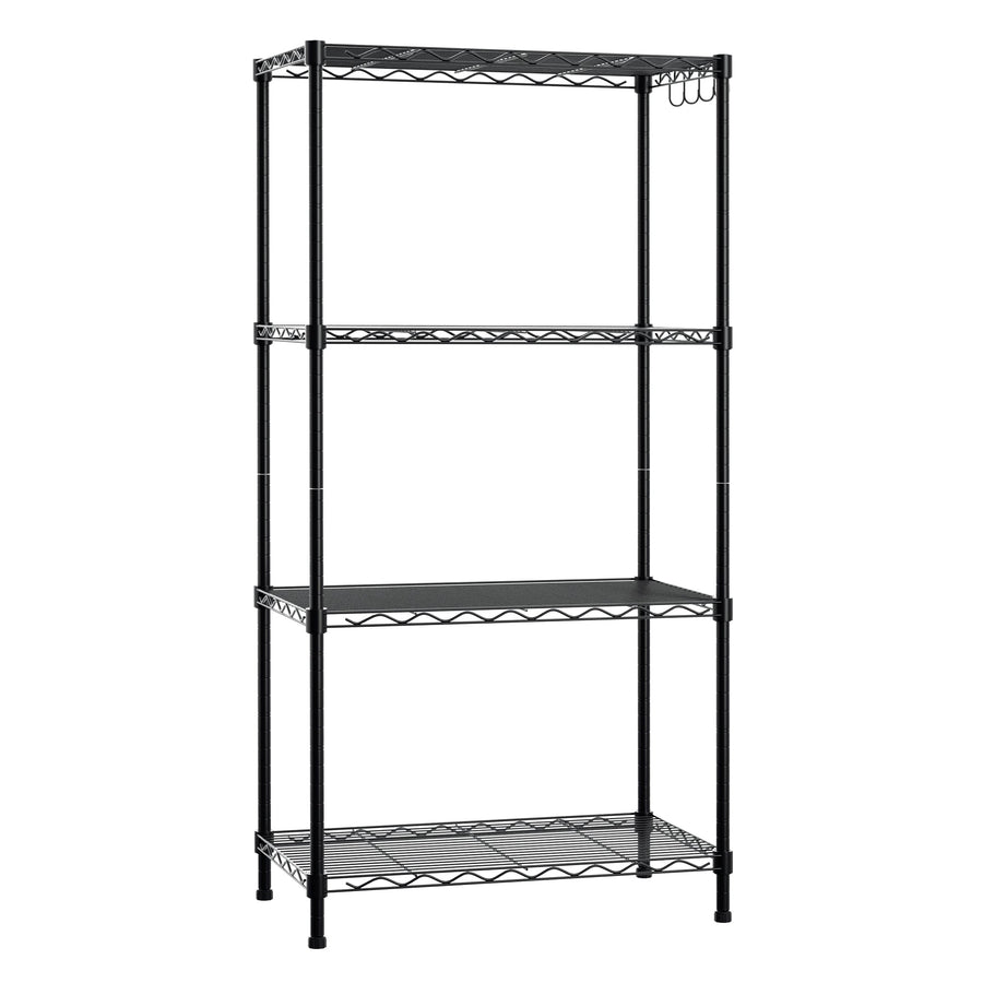 WORKPRO 4 Tier Adjustable Metal Storage Shelves with Hooks for Pantry Closet Kitchen Basement - 24" W x 14" D x 48" H