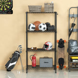 WORKPRO 4 Tier Adjustable Metal Storage Shelves with Hooks for Pantry Closet Kitchen Basement - 24" W x 14" D x 48" H
