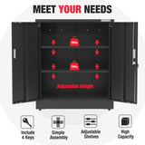 WORKPRO Small Industrial Metal Storage Cabinet with Doors and Shelves,Garage Cabinet with Lock for Home, Warehouse, Office, Shop, Solid Packed, Black