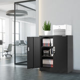 WORKPRO Small Industrial Metal Storage Cabinet with Doors and Shelves,Garage Cabinet with Lock for Home, Warehouse, Office, Shop, Solid Packed, Black
