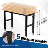 WORKPRO 48"×22" Adjustable Workbench 1500 LBS Load Capacity Hardwood Worktable with Power Outlets, Leveling Foot