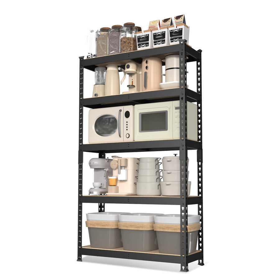 WORKPRO 5-Tier Adjustable Steel Shelving, 27-2/5"W x 11-7/10"D x 60"H, Heavy Duty Shelf with MDF Board, 1650 lbs Load Capacity (Total)