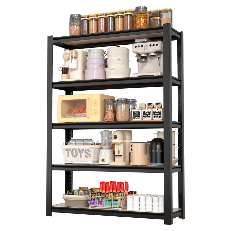 WORKPRO 5-Tier Heavy Duty Metal Particle Board Shelving Unit, 36.2"Wx16.5"Dx72"H, 3000lbs Capacity - Black