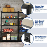 WORKPRO 5-Tier Adjustable Metal Shelving Unit, 35.4"Wx15.7"Dx72"H, Black