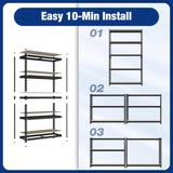 WORKPRO 5-Tier Adjustable Metal Shelving Unit, 35.4"Wx15.7"Dx72"H, Black