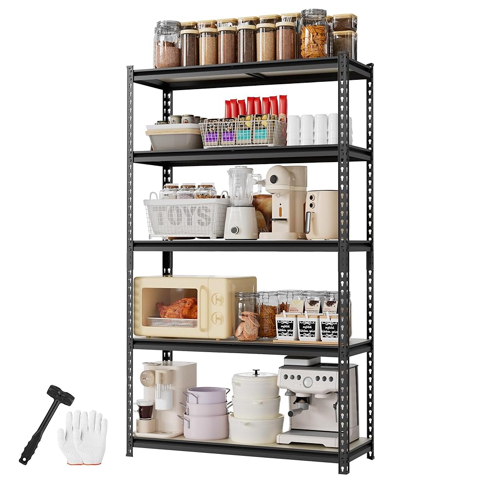 WORKPRO 5-Tier Adjustable Metal Shelving Unit, 35.4"Wx15.7"Dx72"H, Black