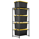 WORKPRO 250 LBS 5-Tier Bin Storage Rack for 27-Gallon Totes, Heavy Duty Metal Shelving Units for Garage, Basement, Pantry, Kitchen, Workspace, or Laundry Room, 30.5" x 22.5" x 69", Black