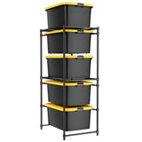 WORKPRO 250 LBS 5-Tier Bin Storage Rack for 27-Gallon Totes, Heavy Duty Metal Shelving Units for Garage, Basement, Pantry, Kitchen, Workspace, or Laundry Room, 30.5" x 22.5" x 69", Black