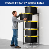 WORKPRO 250 LBS 5-Tier Bin Storage Rack for 27-Gallon Totes, Heavy Duty Metal Shelving Units for Garage, Basement, Pantry, Kitchen, Workspace, or Laundry Room, 30.5" x 22.5" x 69", Black