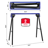 WORKPRO 2-Pack Heavy Duty Folding Sawhorses, 1800 lbs Load Capacity, Steel Sawhorse with Interlocking Design & Non-Slip Top for Workshop, Garage and Construction Projects
